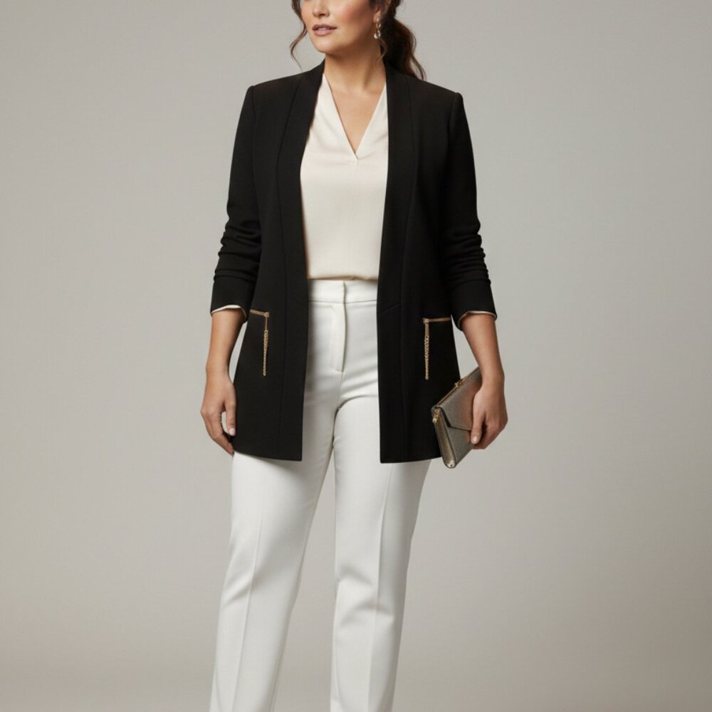 Women’s Michael Kors Open Front Jacket Black Size M - Fits to L  NWT  - SRP $175